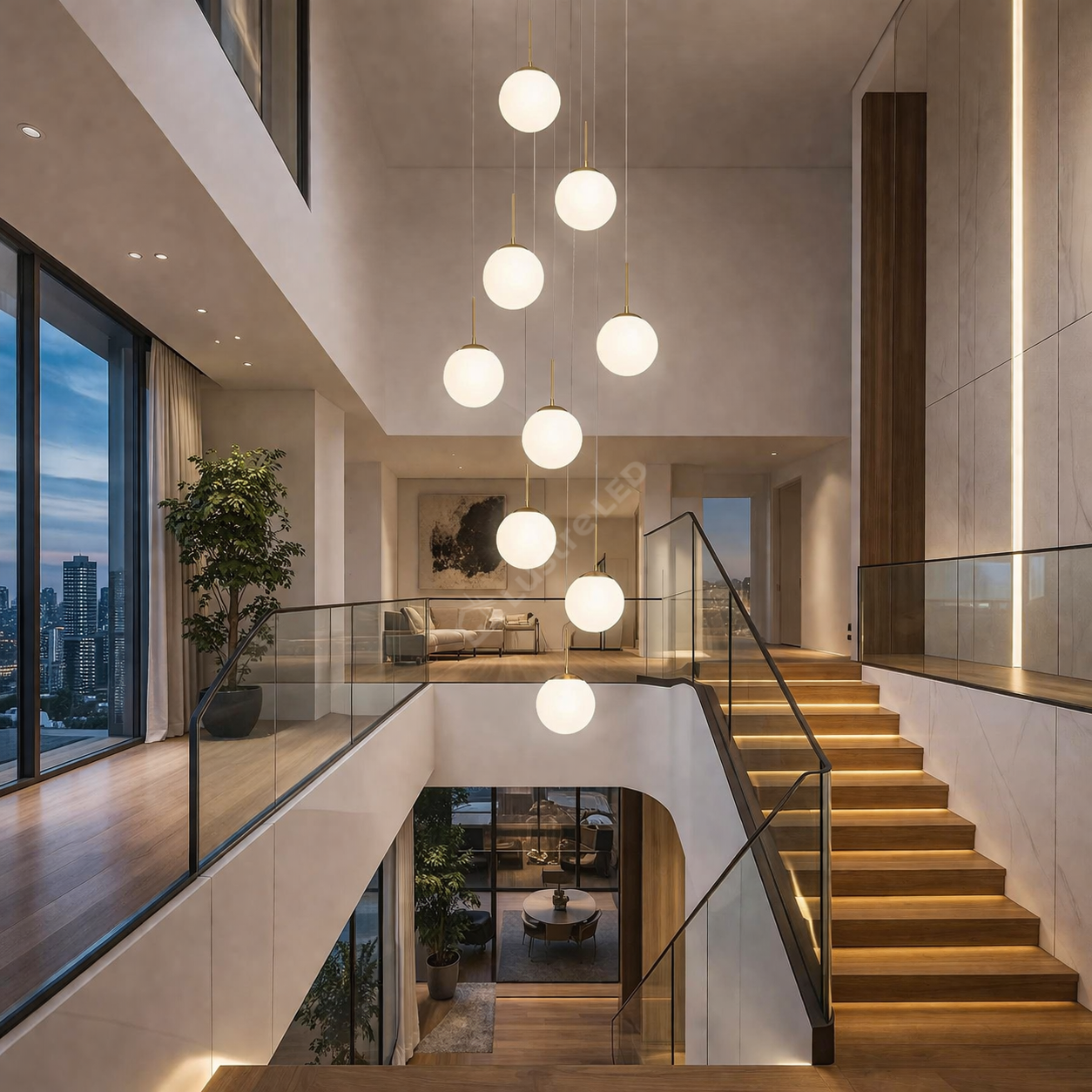 Lustra Abajur Mat GOLD Luxury STAIRCASE 9xE27