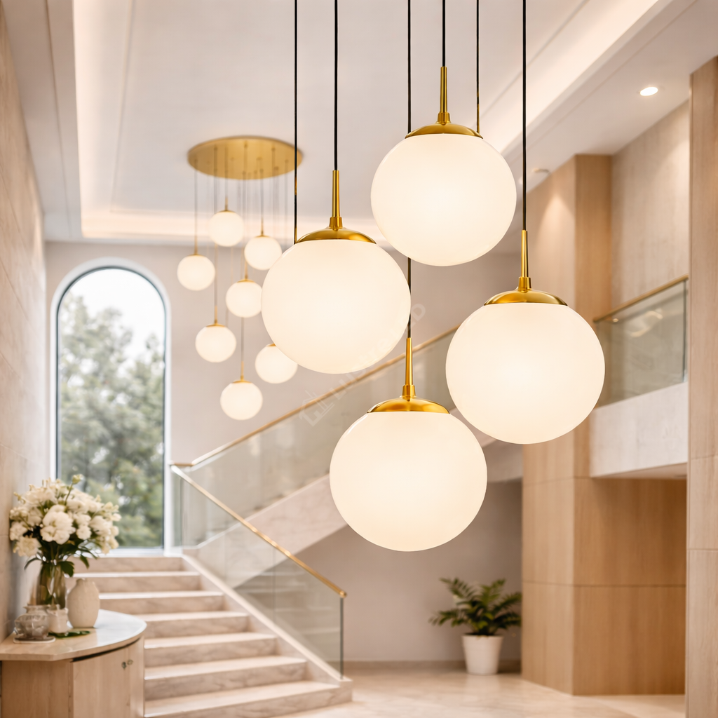 Lustra Abajur Mat GOLD Luxury STAIRCASE 9xE27