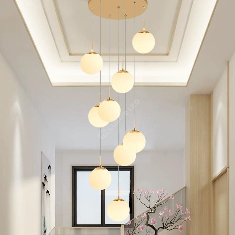 Lustra Abajur Mat GOLD Luxury STAIRCASE 9xE27