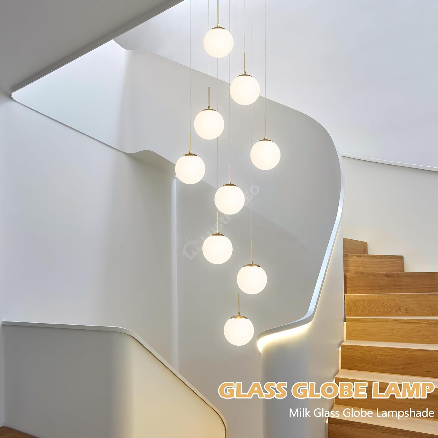Lustra Abajur Mat GOLD Luxury STAIRCASE 9xE27