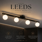 Lustra Abajur MAT LEEDS Nordic 68CM BLACK 4xG9