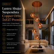 Lustra Abajur Suspendata Copper Orbs 5xE27 Premium