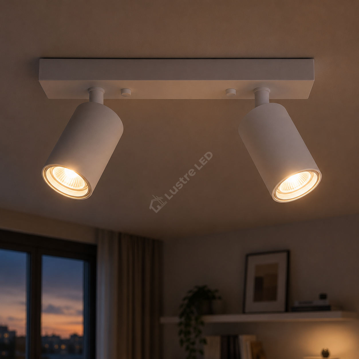 Lustra Alba Liniara cu 2 Spoturi Reglabile 2xGU10