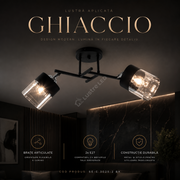 Lustra Aplicata GHIACCIO Black 2xE27 Sticla 46CM