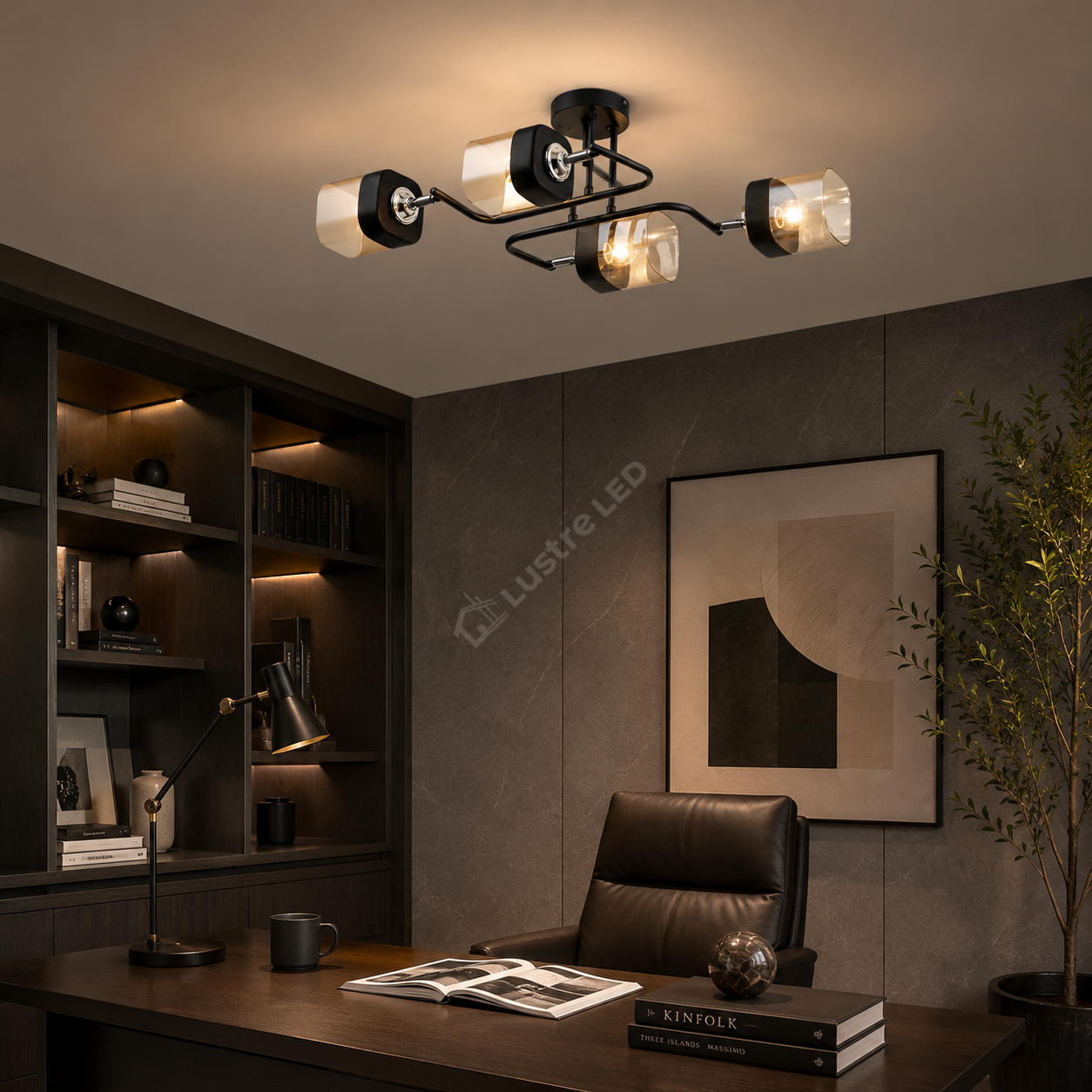 Lustra Aplicata GHIACCIO Black 4xE27 Sticla 57CM