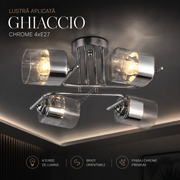 Lustra Aplicata GHIACCIO Chrome 4xE27 Sticla 57CM