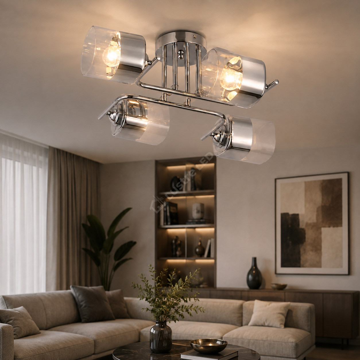 Lustra Aplicata GHIACCIO Chrome 4xE27 Sticla 57CM
