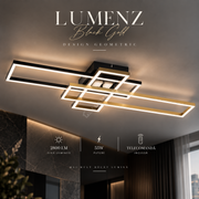 Lustra Aplicata LUMENZ Black Gold cu Abajur Design Geometric 94CM