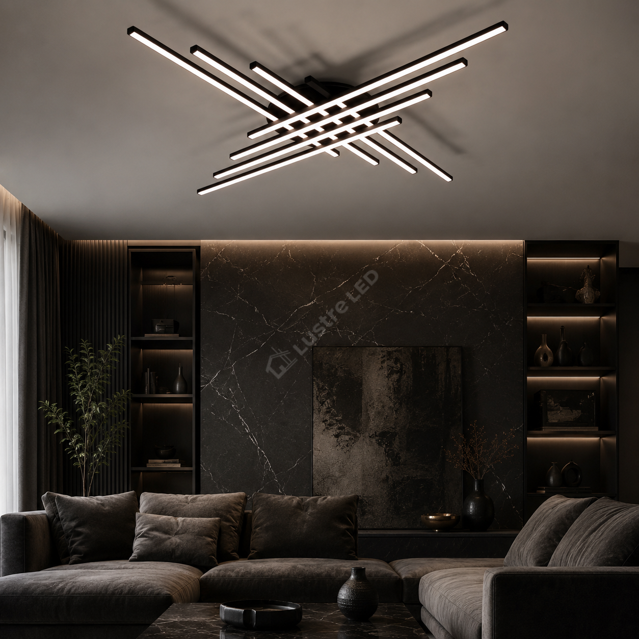 Lustra Aplicata MATRIX Black 90CM Echivalent 700W Telecomanda