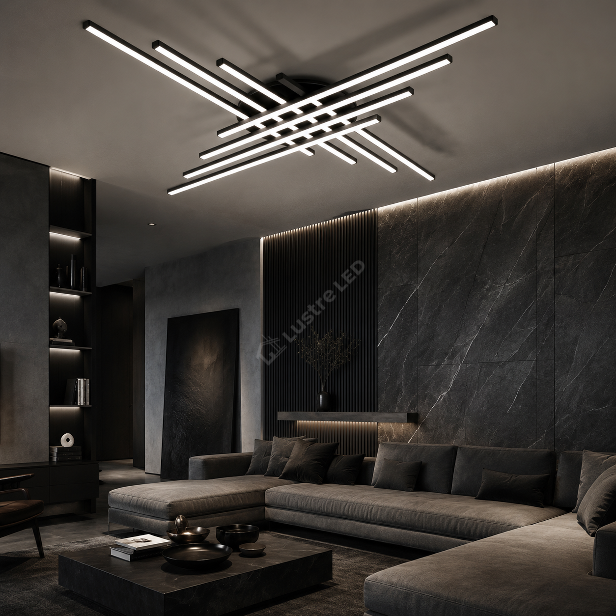 Lustra Aplicata MATRIX Black 90CM Echivalent 700W Telecomanda