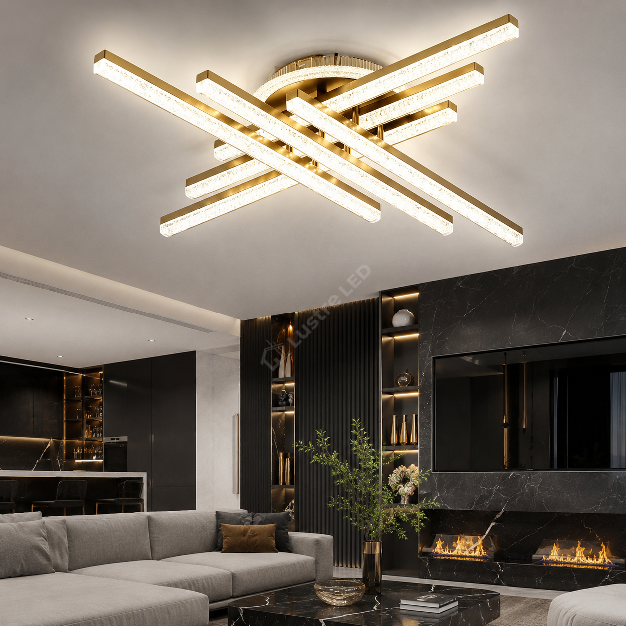 Lustra Aplicata MIKADO Gold 80CM Echivalent 700W Telecomanda