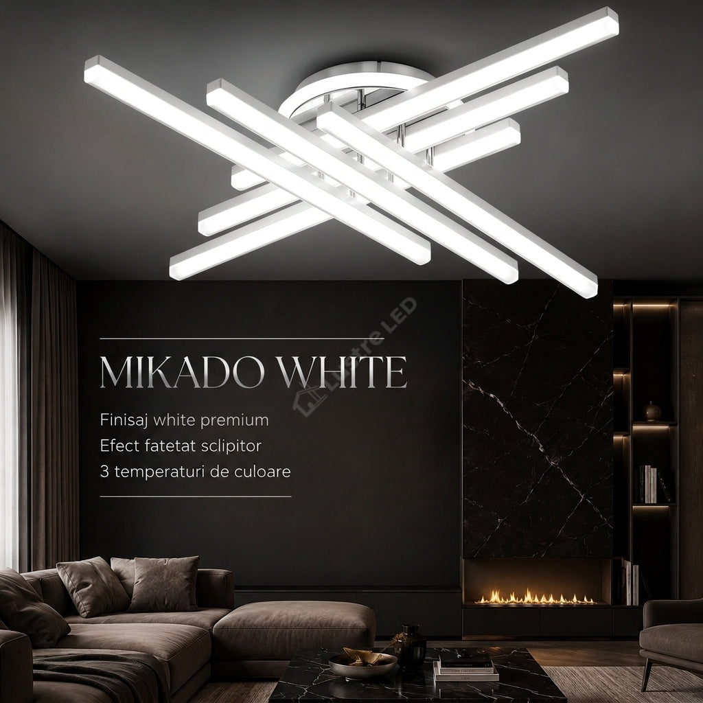 Lustra Aplicata MIKADO White 80CM Echivalent 700W Telecomanda