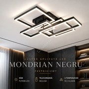 Lustra Aplicata MONDRIAN Black Square 60CM Echivalent 450W Telecomanda