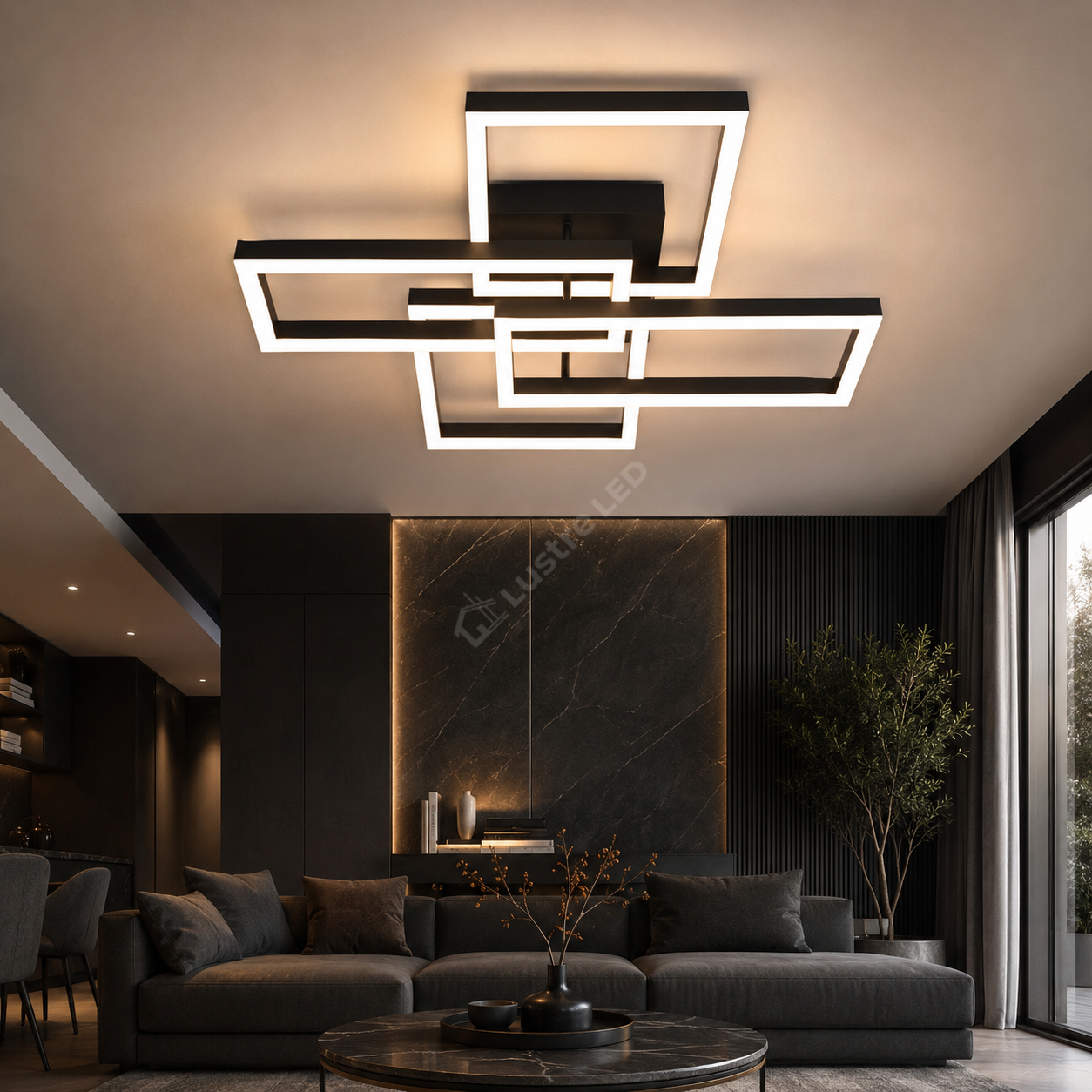 Lustra Aplicata MONDRIAN Black Square 60CM Echivalent 450W Telecomanda