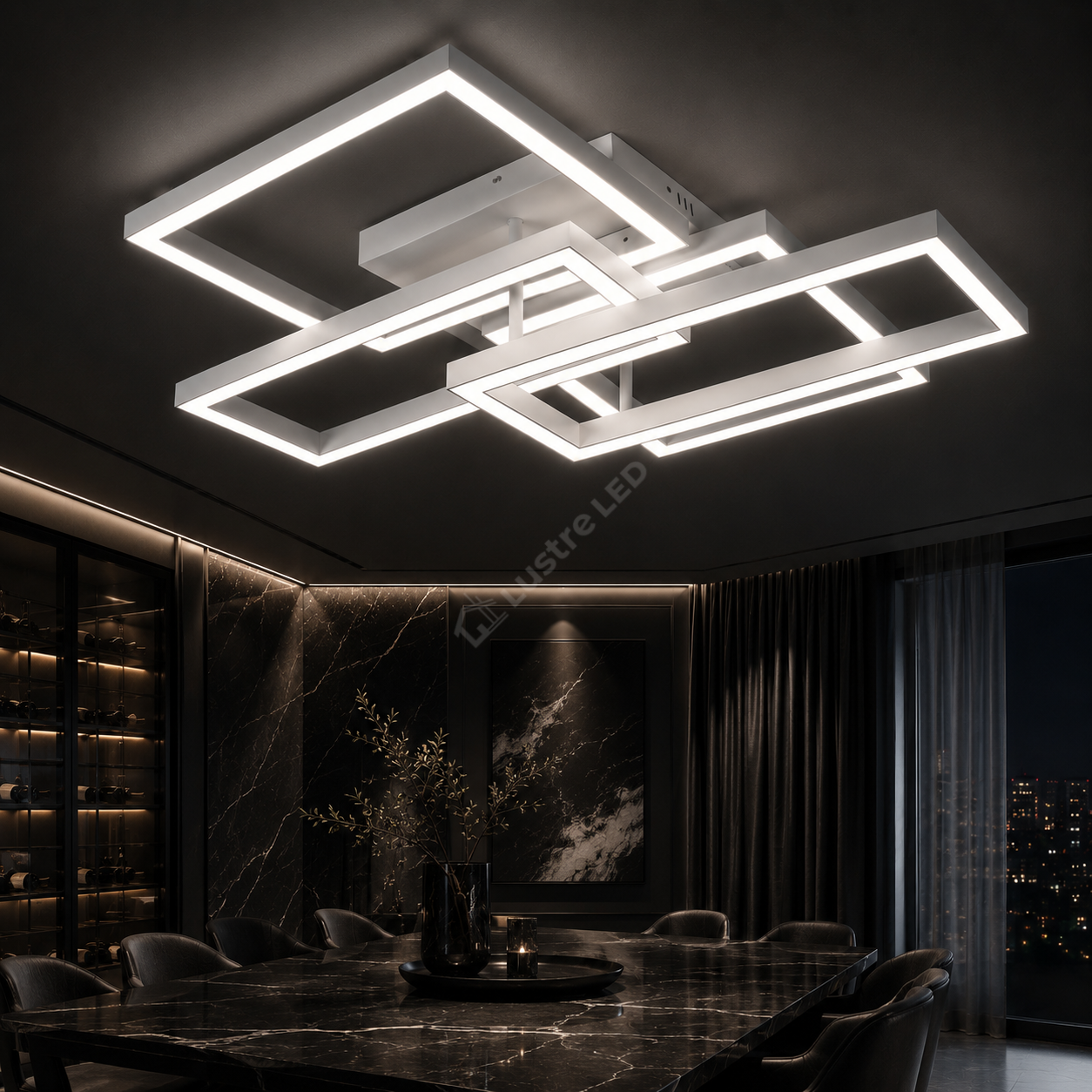 Lustra Aplicata MONDRIAN White Square 60CM Echivalent 450W Telecomanda