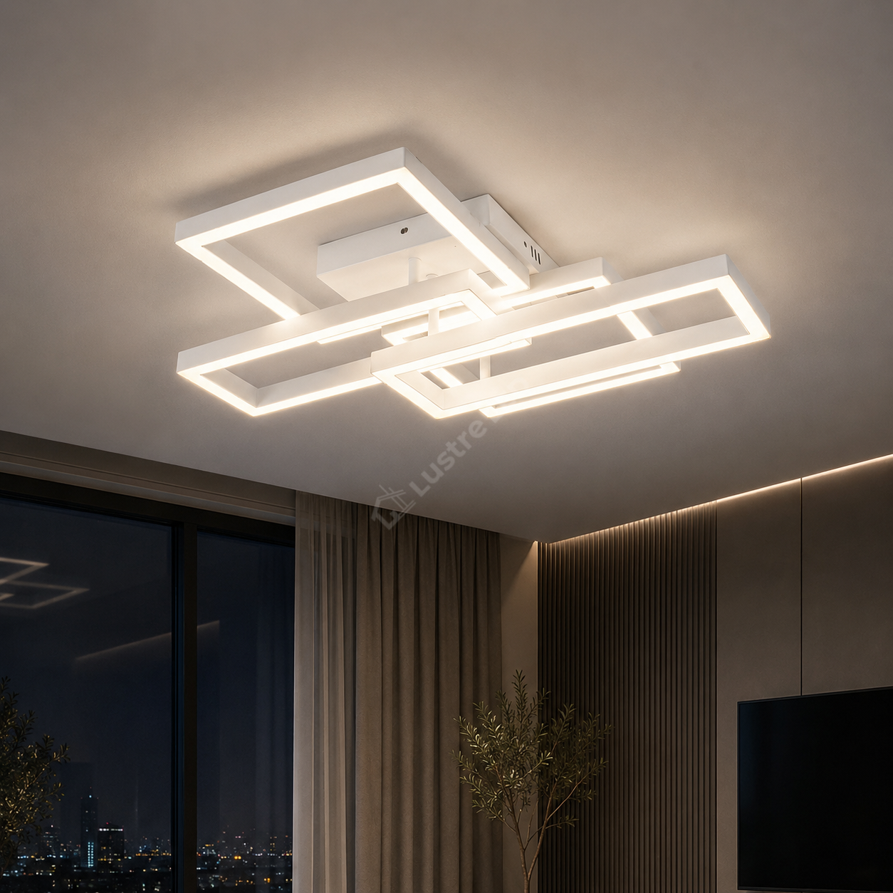 Lustra Aplicata MONDRIAN White Square 60CM Echivalent 450W Telecomanda