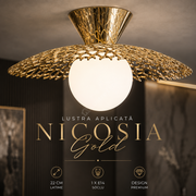 Lustra Aplicata NICOSIA Gold cu Abajur 1xE14 22CM