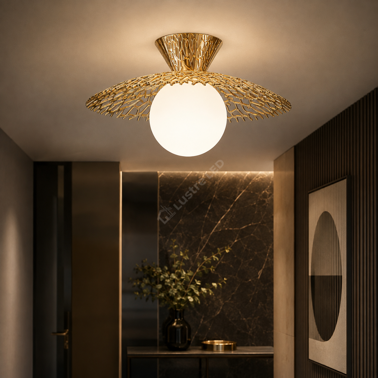 Lustra Aplicata NICOSIA Gold cu Abajur 1xE14 22CM