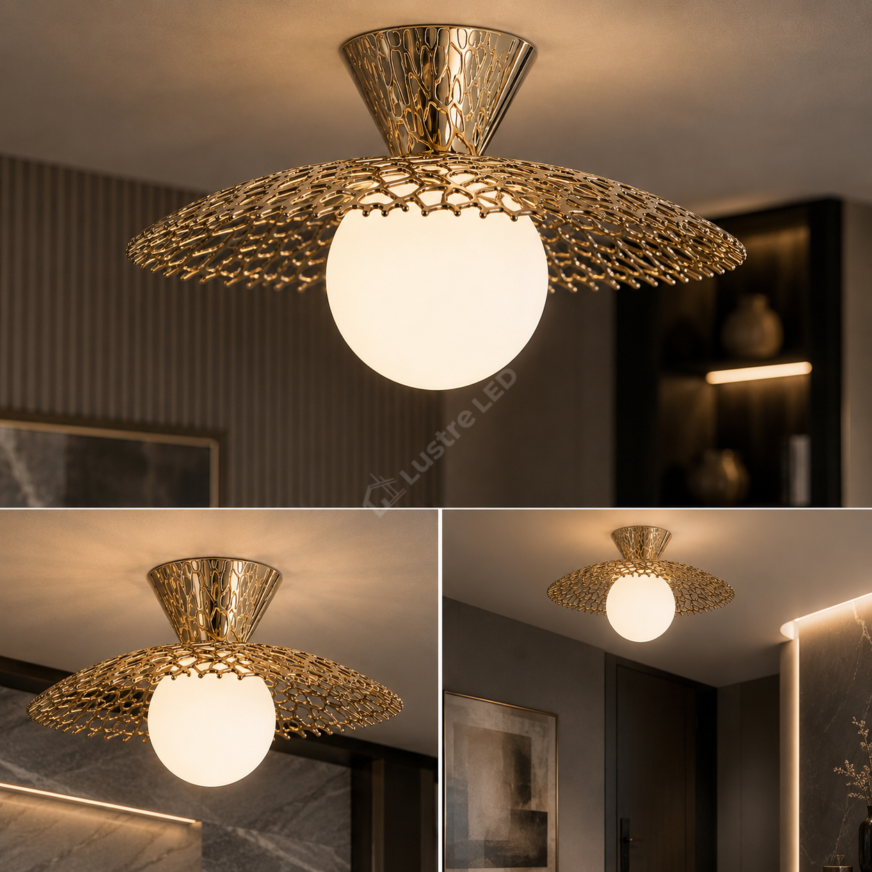 Lustra Aplicata NICOSIA Gold cu Abajur 1xE14 22CM
