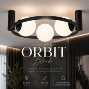 Lustra Aplicata ORBIT Black cu Abajur 3xE27 58CM