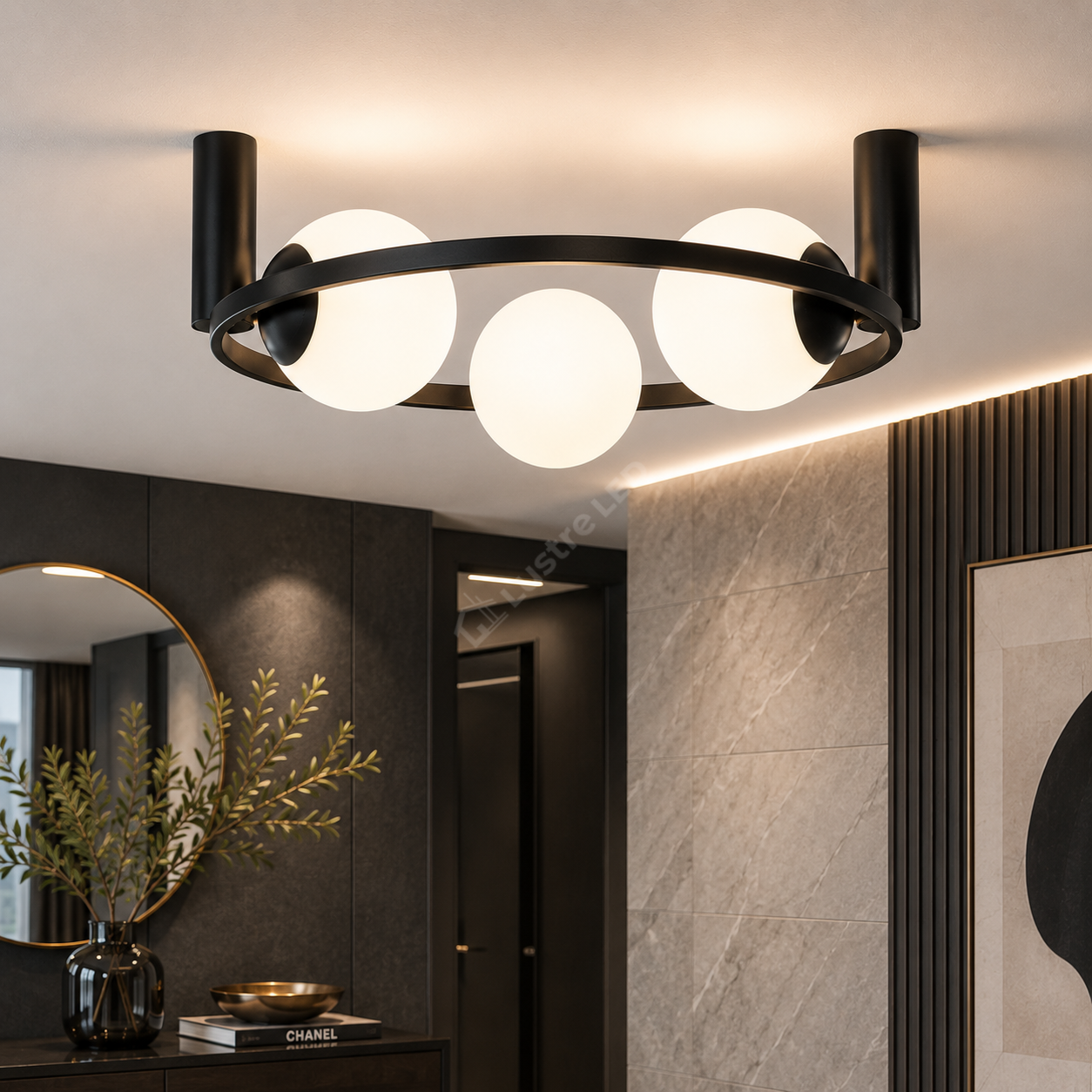 Lustra Aplicata ORBIT Black cu Abajur 3xE27 58CM