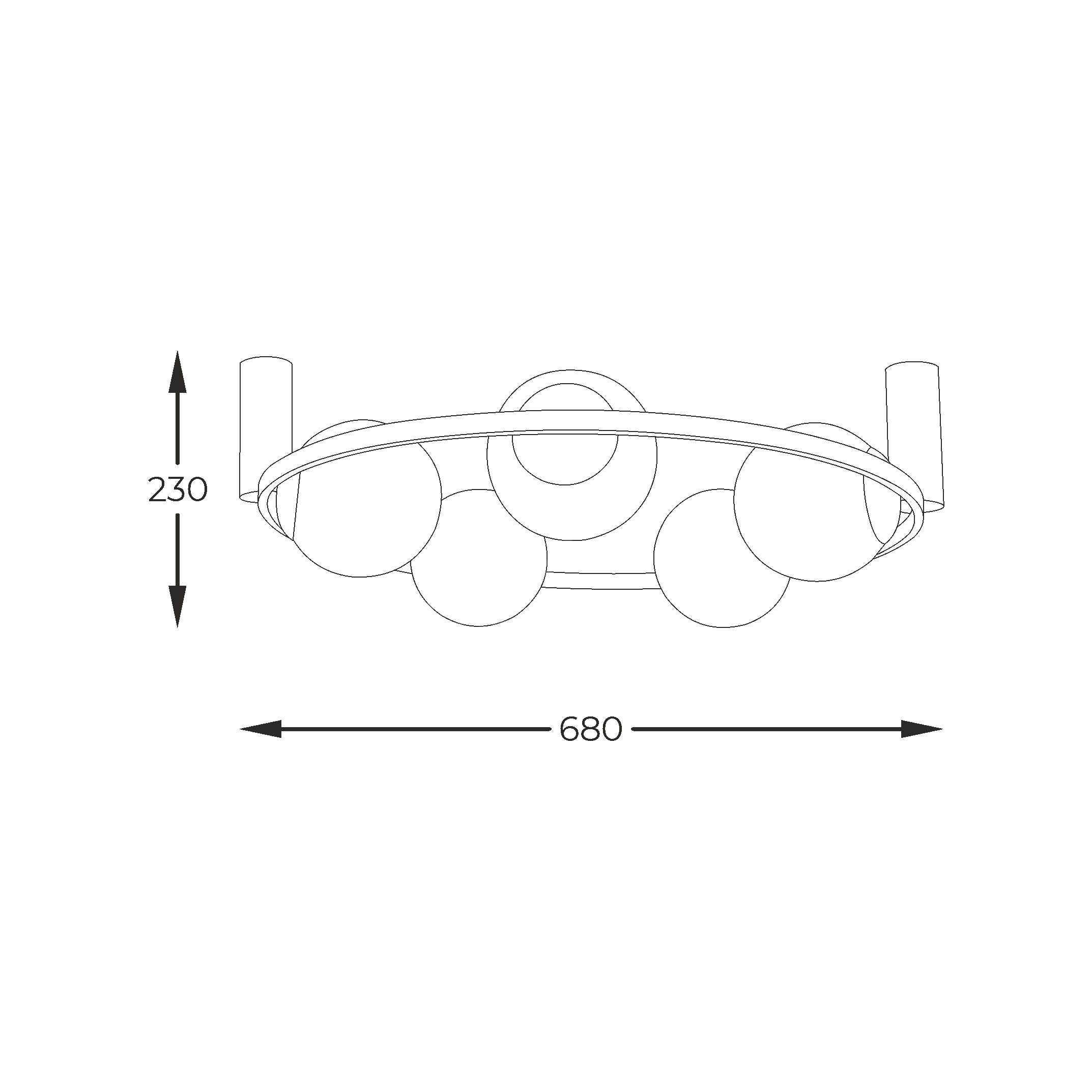 Lustra Aplicata ORBIT Black cu Abajur 5xE27 68CM