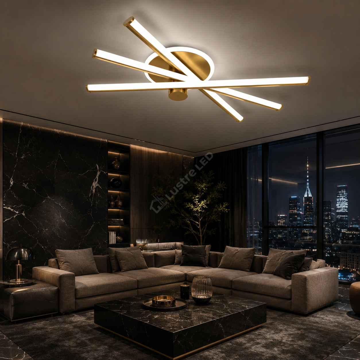 Lustra Aplicata RAGGIO Gold 60CM Echivalent 400W Telecomanda