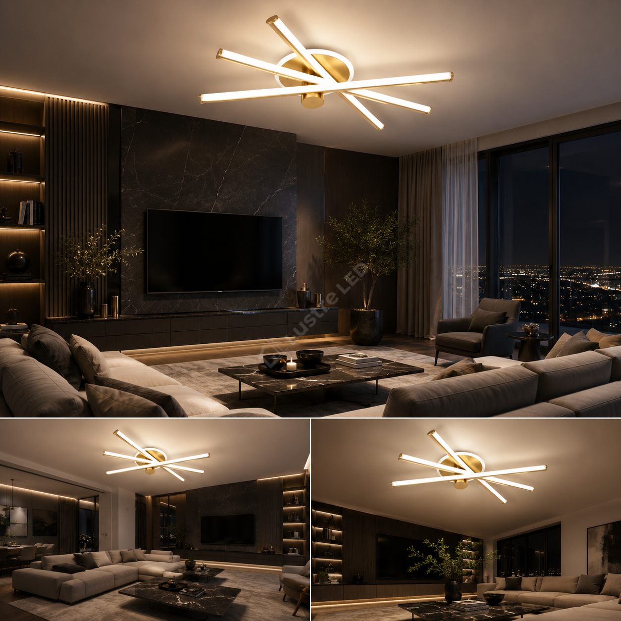 Lustra Aplicata RAGGIO Gold 60CM Echivalent 400W Telecomanda