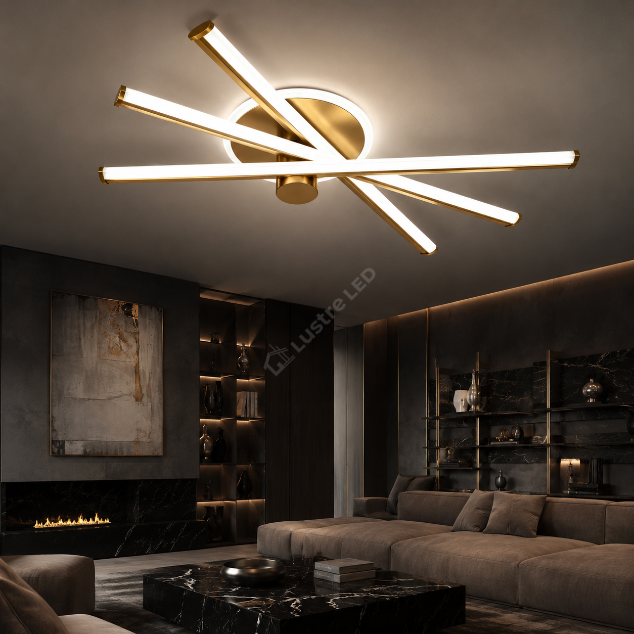 Lustra Aplicata RAGGIO Gold 60CM Echivalent 400W Telecomanda