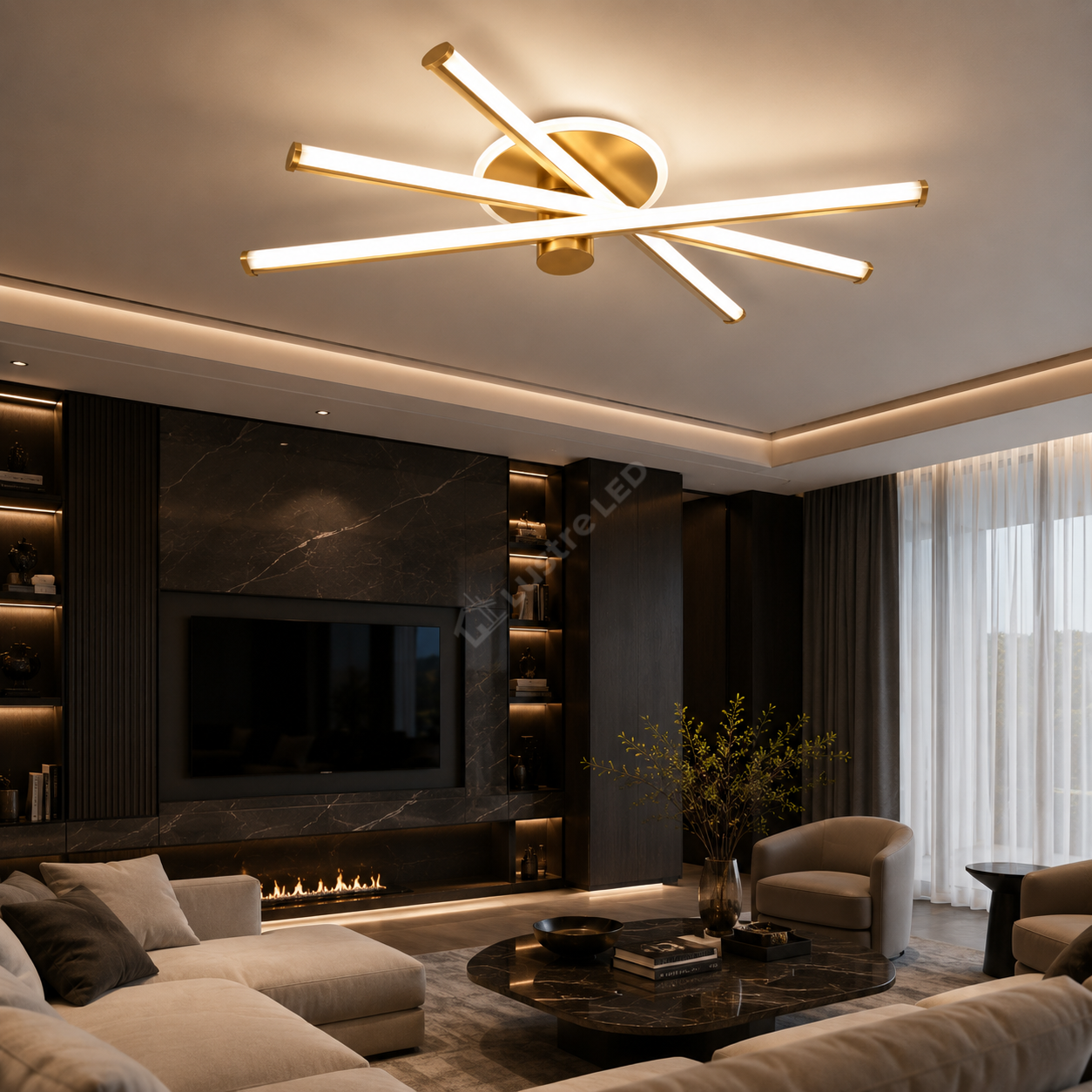 Lustra Aplicata RAGGIO Gold 60CM Echivalent 400W Telecomanda