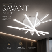 Lustra Aplicata SAVANT WHITE 80CM Echivalent 600W Telecomanda