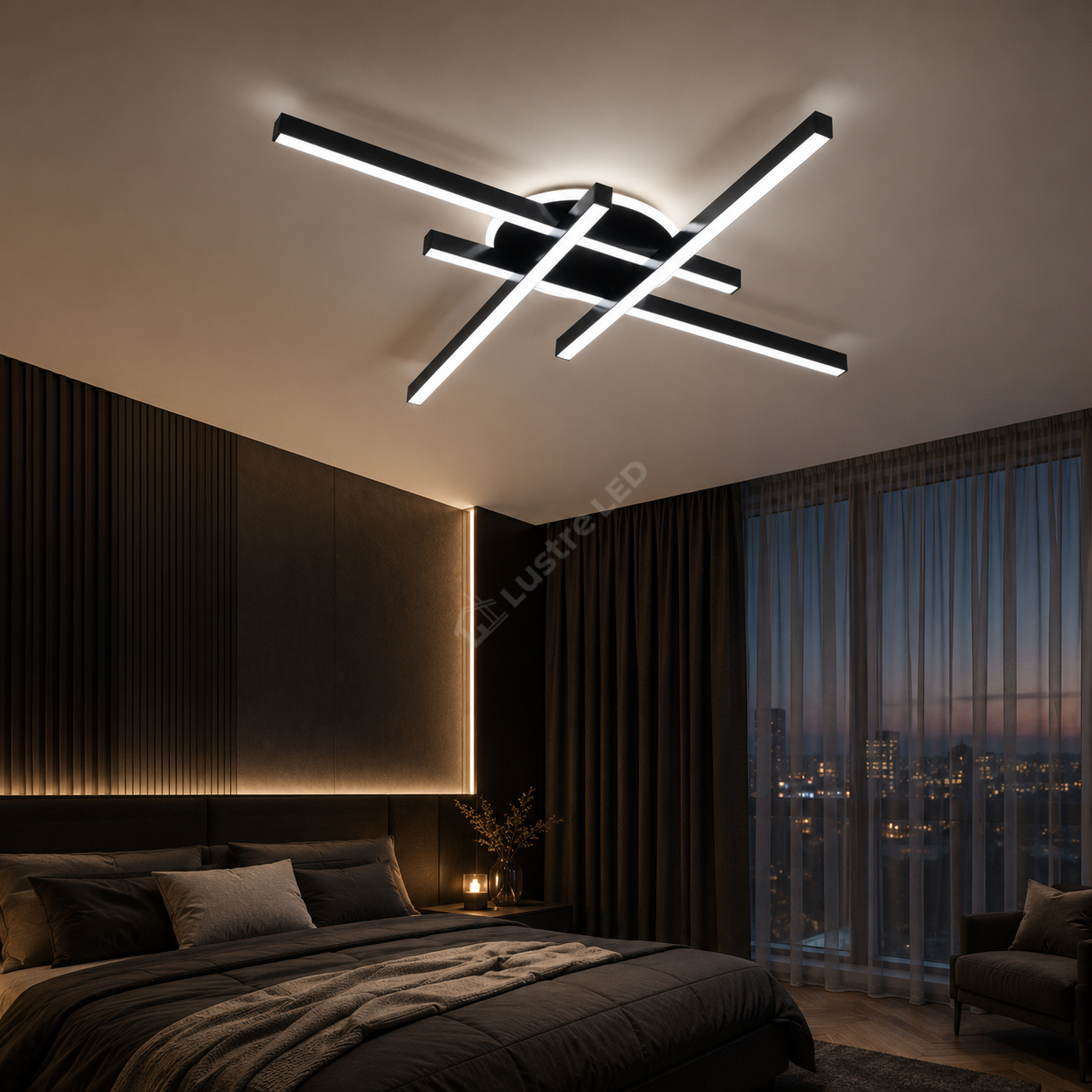 Lustra Aplicata SEGNO Black 4 Bare 60CM Echivalent 400W Telecomanda
