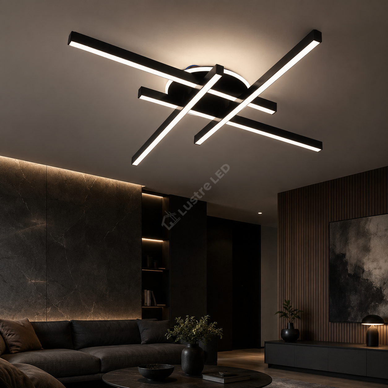 Lustra Aplicata SEGNO Black 4 Bare 60CM Echivalent 400W Telecomanda
