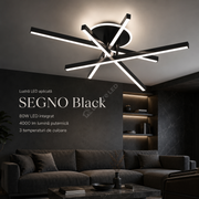 Lustra Aplicata SEGNO Black 4 Bare Liniare 60CM Echivalent 400W Telecomanda