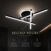 Lustra Aplicata SEGNO Black 60CM Echivalent 400W Telecomanda