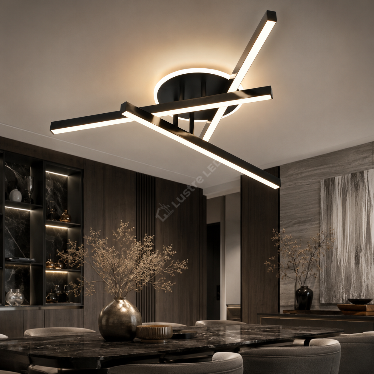 Lustra Aplicata SEGNO Black 60CM Echivalent 400W Telecomanda