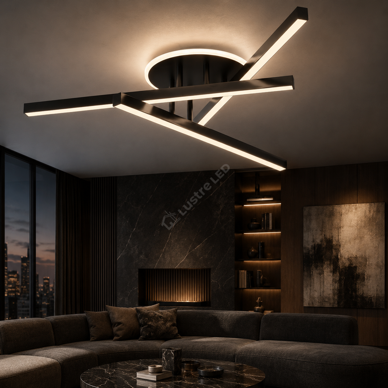 Lustra Aplicata SEGNO Black 60CM Echivalent 400W Telecomanda