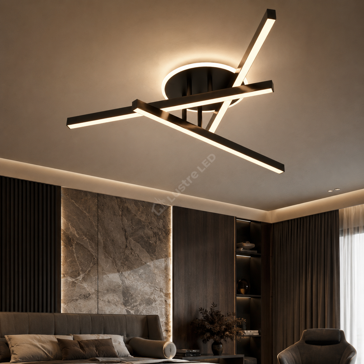 Lustra Aplicata SEGNO Black 60CM Echivalent 400W Telecomanda