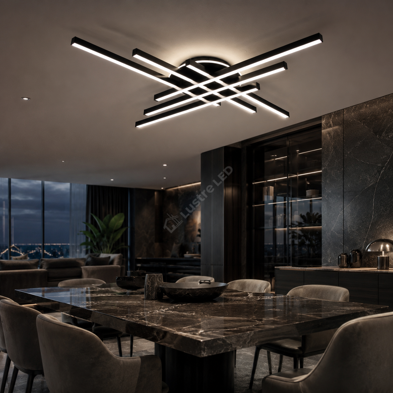 Lustra Aplicata SEGNO Black 80CM Echivalent 600W Telecomanda