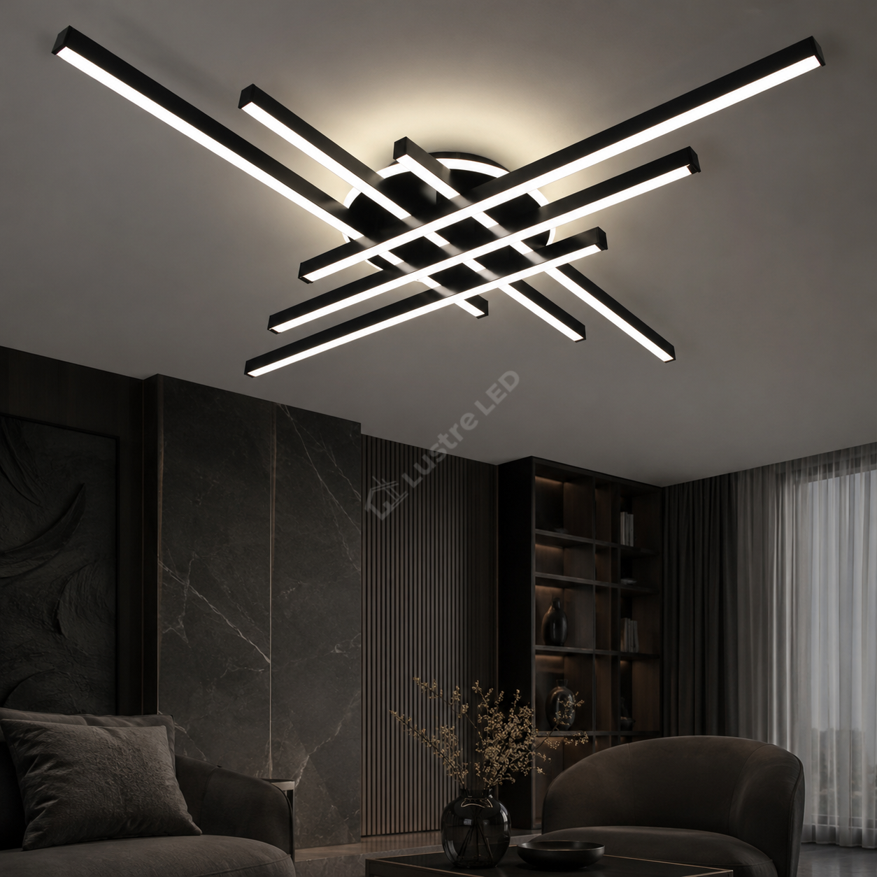 Lustra Aplicata SEGNO Black 80CM Echivalent 600W Telecomanda