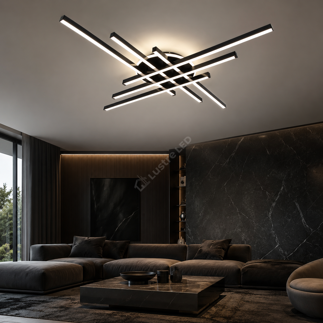 Lustra Aplicata SEGNO Black 80CM Echivalent 600W Telecomanda