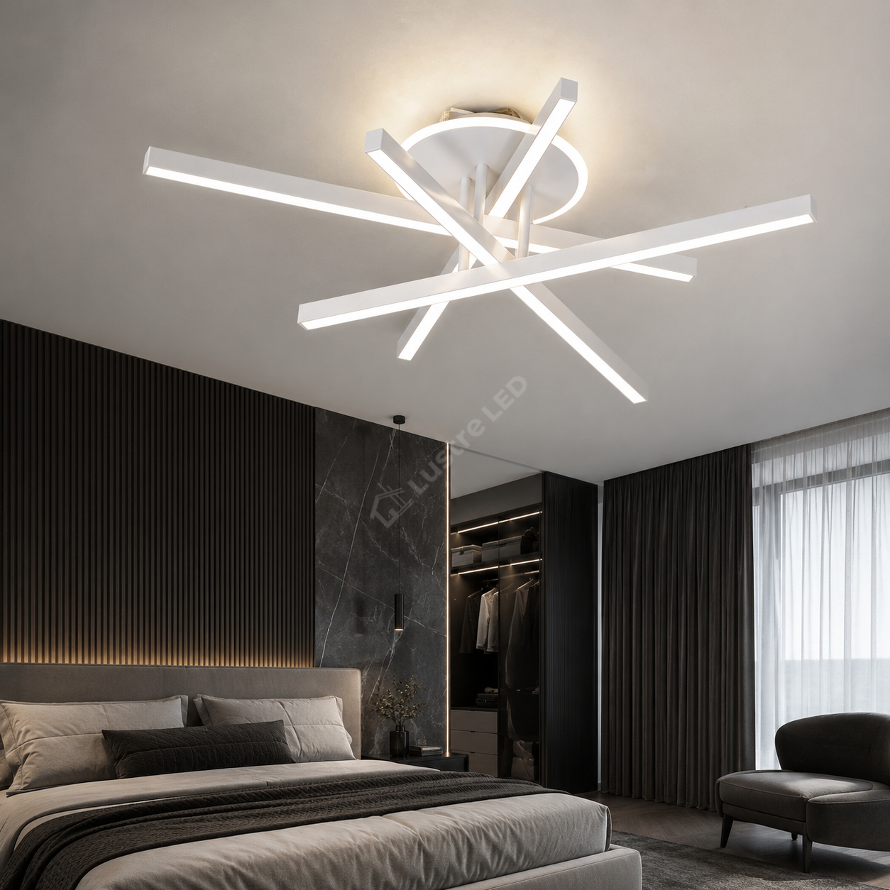 Lustra Aplicata SEGNO White 4 Bare Liniare 60CM Echivalent 400W Telecomanda