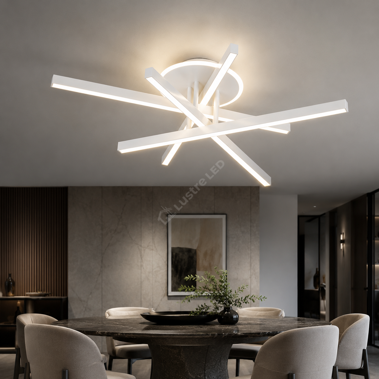 Lustra Aplicata SEGNO White 4 Bare Liniare 60CM Echivalent 400W Telecomanda