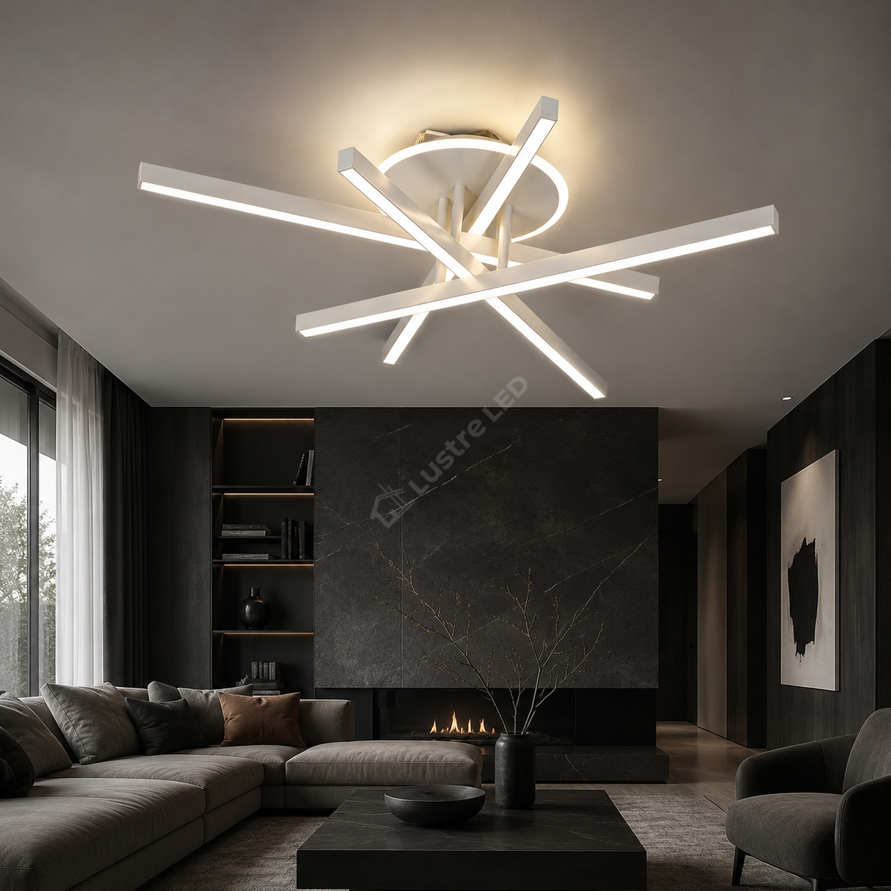 Lustra Aplicata SEGNO White 4 Bare Liniare 60CM Echivalent 400W Telecomanda
