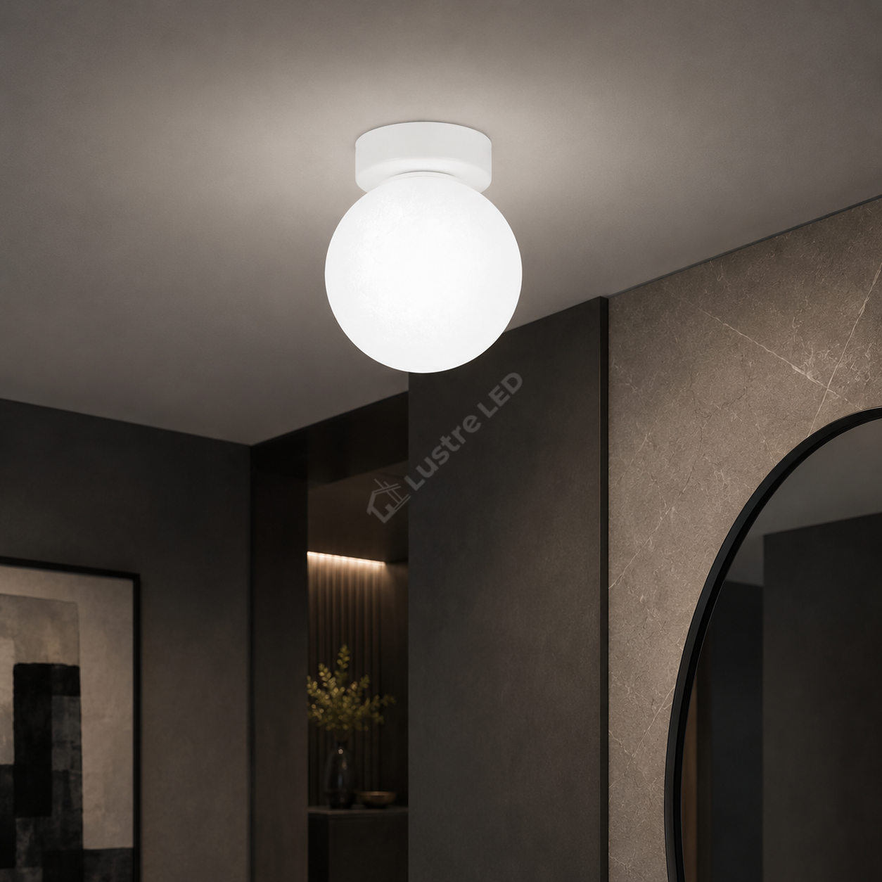 Lustra Aplicata SFERA Glob Sticla Alba 1xE27 15CM