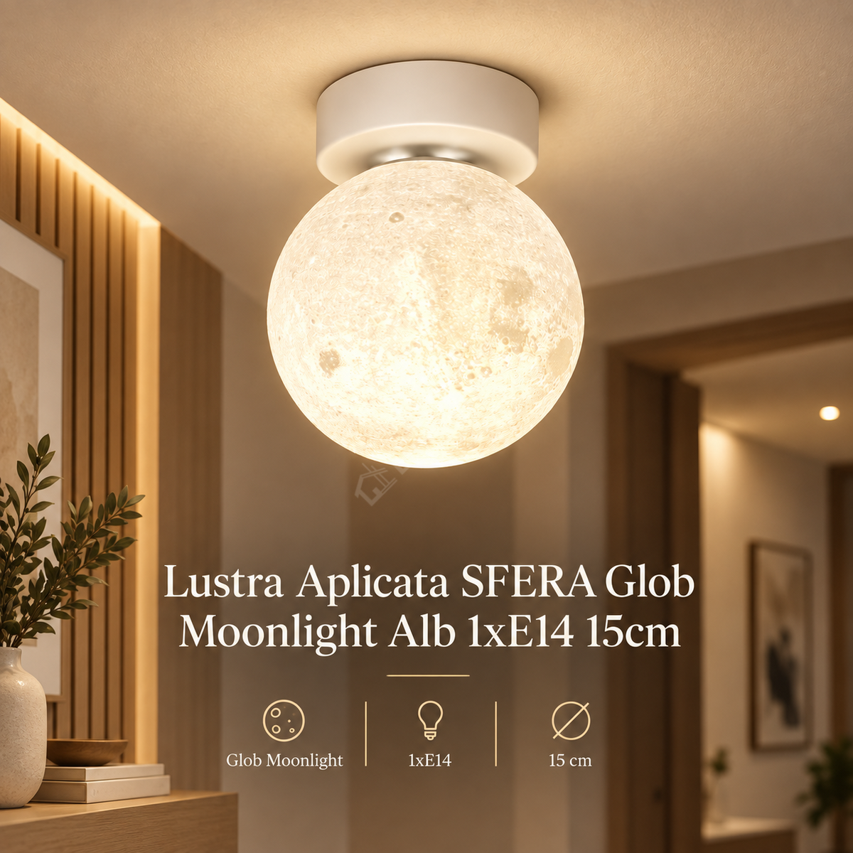 Lustra Aplicata SFERA Glob Sticla Alba 1xE27 15CM