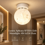 Lustra Aplicata SFERA Glob Sticla Alba 1xE27 15CM