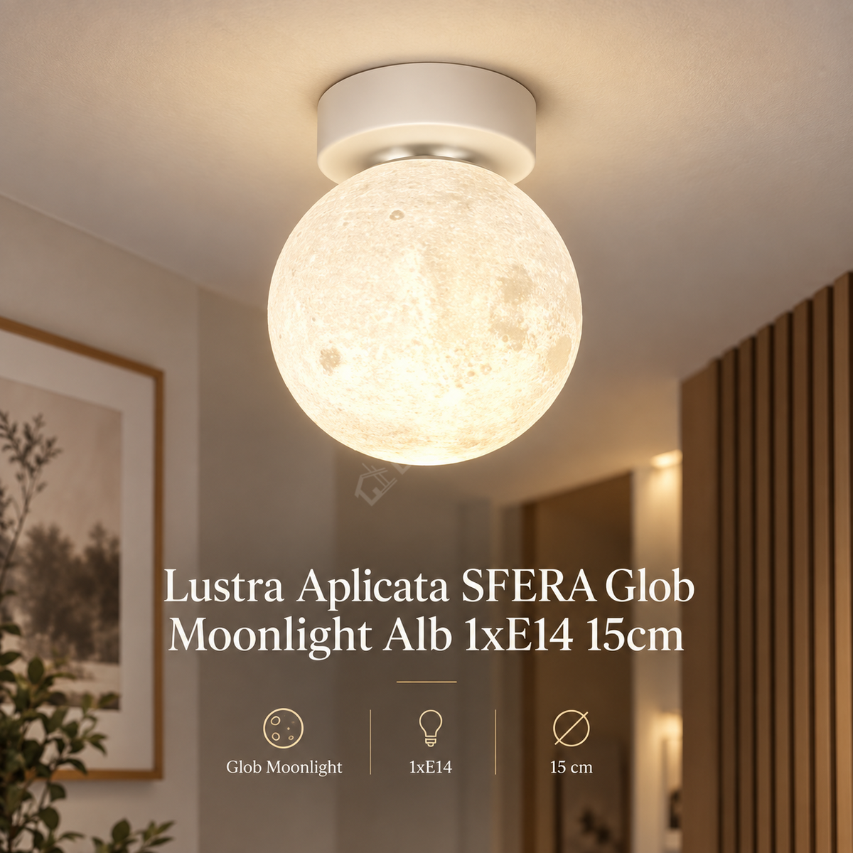 Lustra Aplicata SFERA Glob Sticla Alba 1xE27 15CM