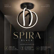 Lustra Aplicata SPIRA Black 25CM 3 Functii 28W Echivalent 140W