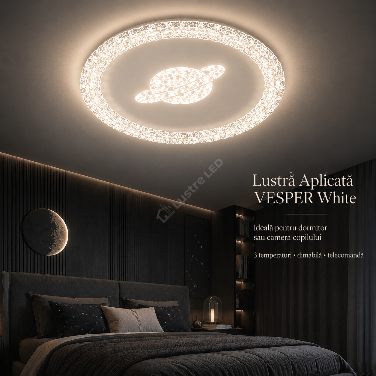 Lustra Aplicata VESPER White 30CM Echivalent 260W Telecomanda